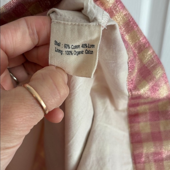 Bonjour Diary Girls Lurex Gingham Ruffle Floral Embroidered Smocked Collar Dress - Picture 5 of 7